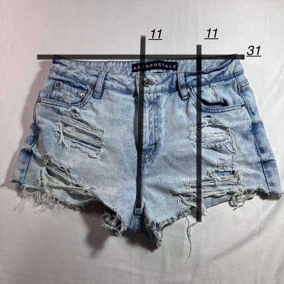 🖤2FOR$30Aeropostale Light Blue High-Waist Distressed Denim Shorts - Picture 9 of 11